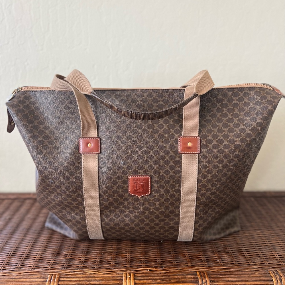 Celine XL brown monogram macadam tote bag